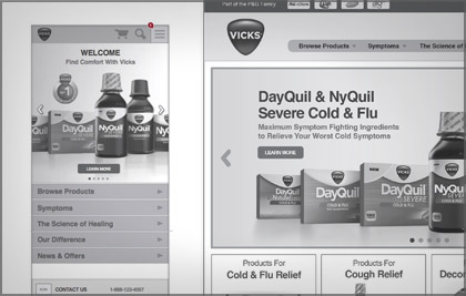 A responsive website for Vicks.com. Built off the Brand.com template, it posed a challenge to design within this limited platform. Strict templates and guidelines were implemented to allow for future scalability while maintaining clear usability. Direct input with Brand.com's designers helped optimize overall usability while aiding in the planning of its phased development.